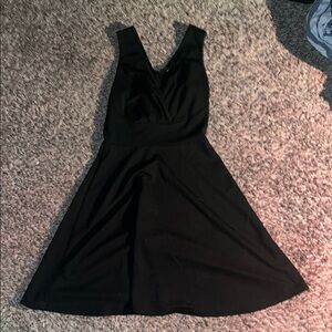SHEIN Black A-Line V-Neck Cocktail Dress